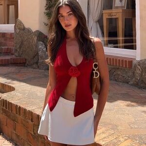 red rose halter knit top